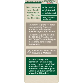 Doppelherz Pure Vitamin D3 2000 IU Drops, 9.2 ml - Backside