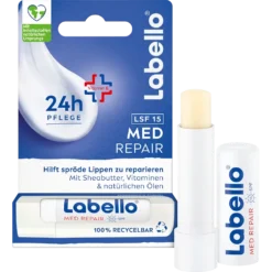 Labello Med Repair lip balm SPF 15 for dry and chapped lips with 24h moisture protection