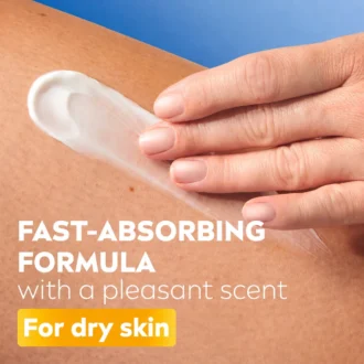NIVEA Q10 Firming Body Milk fast-absorbing formula applied to dry skin