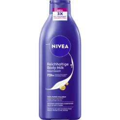 NIVEA Rich Nourishing Body Milk 400 ml with hyaluronic acid and almond oil for dry skin