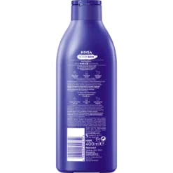 Nivea Rich Nourishing Body Milk, 400ml Back of NIVEA Rich Nourishing Body Milk 400 ml showing ingredients and product information