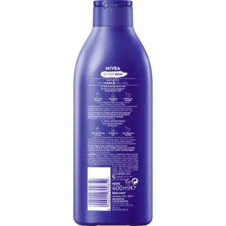 Back of NIVEA Rich Nourishing Body Milk 400 ml showing ingredients and product information