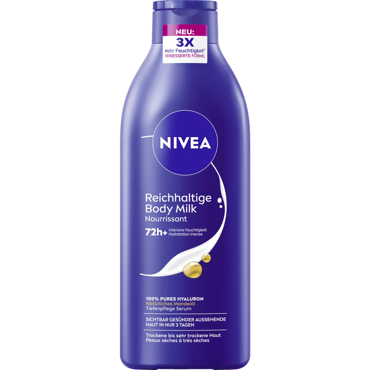 Nivea Rich Nourishing Body Milk, 400ml NIVEA Rich Nourishing Body Milk 400 ml with hyaluronic acid and almond oil for dry skin