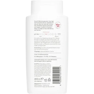 Sebamed Bodylotion back label with ingredients list and usage instructions