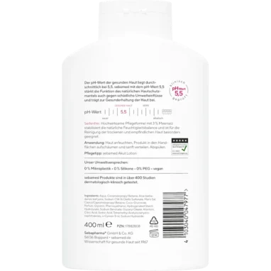 Sebamed Dead Sea Salt Face & Body Wash, 400ml Sebamed Dead Sea Salt product back label with ingredients and instructions