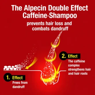 How Alpecin Double Effect Shampoo removes dandruff and strengthens hair roots with caffeine