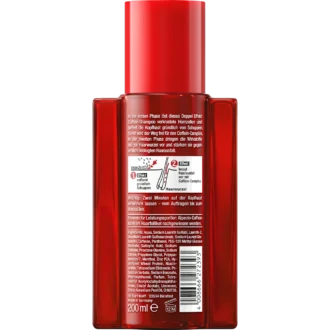 Back view of Alpecin Double Effect Caffeine Shampoo showing directions, ingredients and dual-action formula