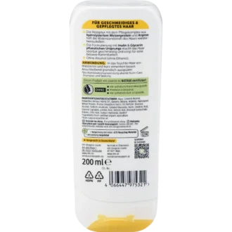 Back of alverde Nutri Care Conditioner 200 ml with ingredients and usage information