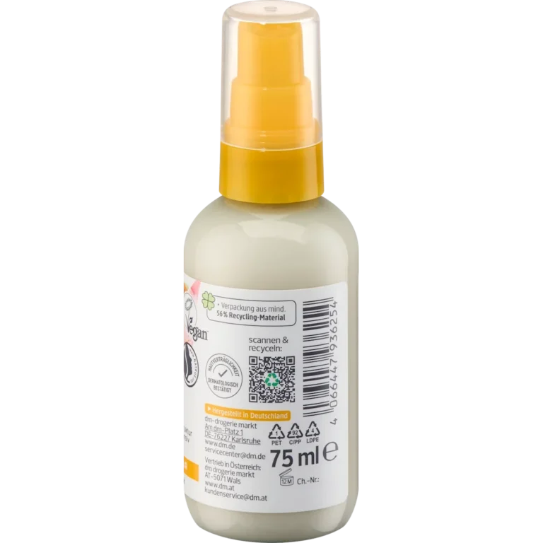 alverde Nutri Care Hair Serum ingredients and usage back label