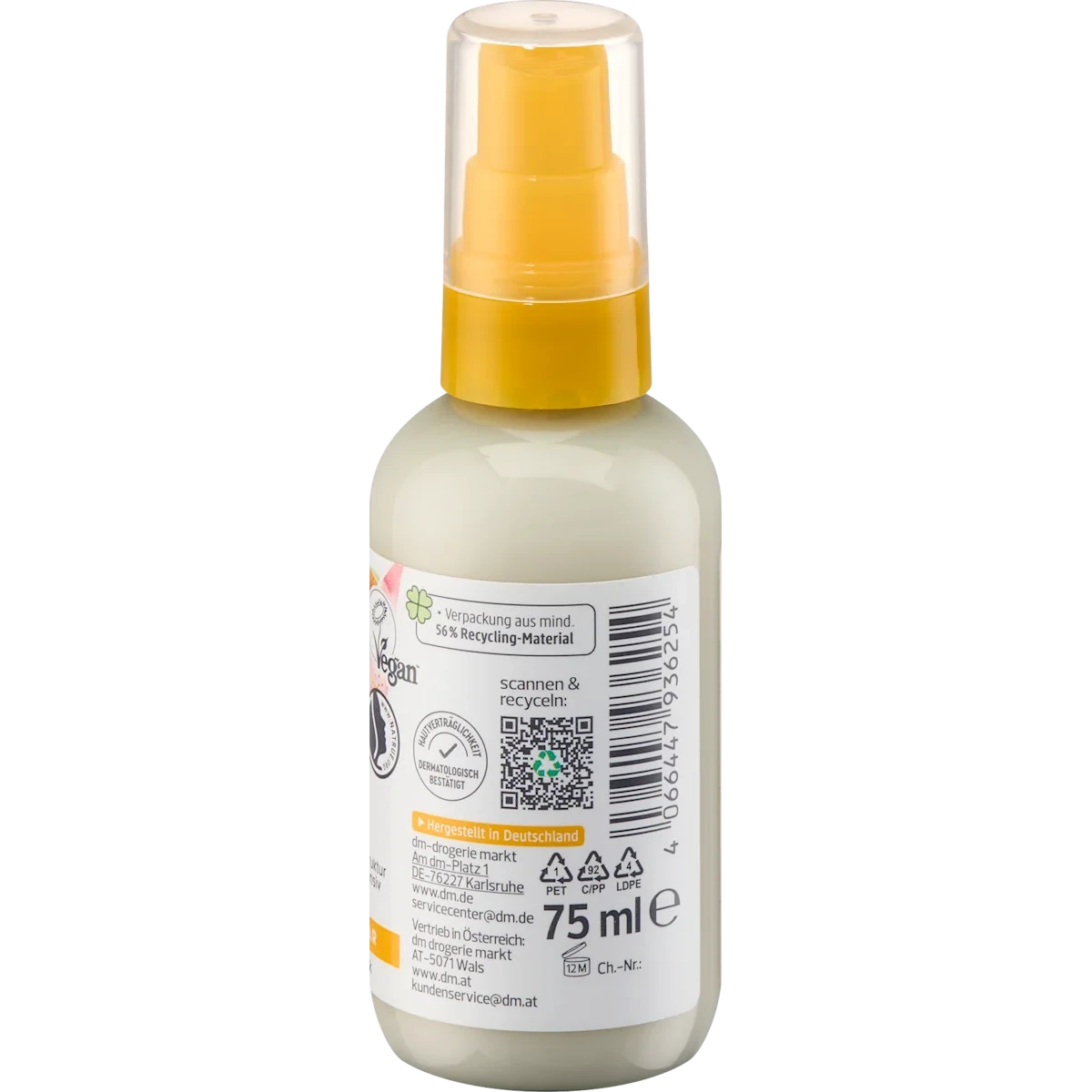 Alverde Nutri Care Hair Serum, 75ml alverde Nutri Care Hair Serum ingredients and usage back label