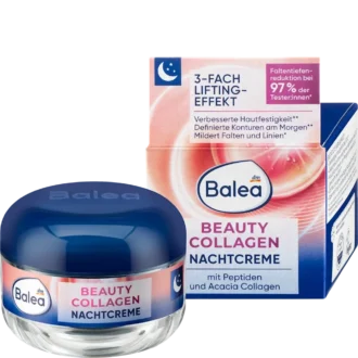 Balea Beauty Collagen Night Cream, 50ml Balea Beauty Collagen Night Cream with acacia collagen for firming