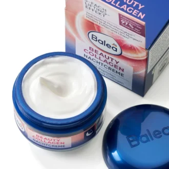 Balea Beauty Collagen Night Cream, 50ml Rich and white cream texture of Balea Beauty Collagen Night Cream