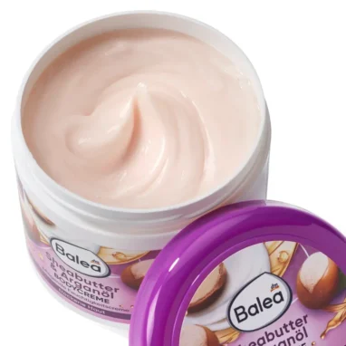 Balea Body Cream Shea Butter, 500ml Rich and creamy white texture of Balea Shea Butter Body Cream