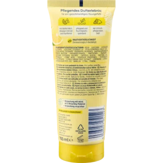 Back of Balea Buttermilk & Lemon Hand Cream 100 ml showing ingredients and product information