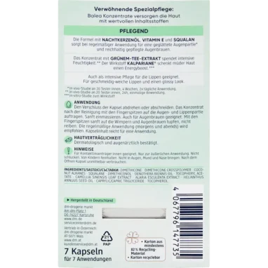Key ingredients of Balea concentrate: Green Tea Extract and Squalane