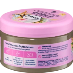 Back of Balea Dead Sea Salt & Almond Oil Body Scrub 300 ml with ingredients and directions