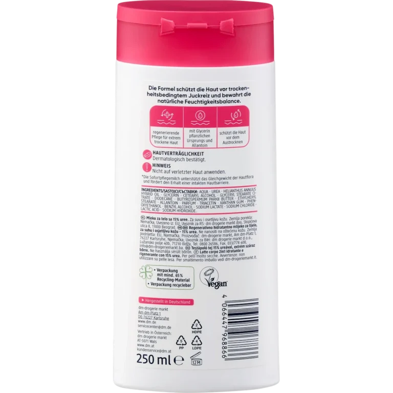 Balea MED Instant Care Milk 15% Urea, 250ml Balea med 15% Urea 2-in-1 Body Lotion back view