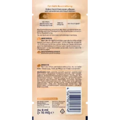 Ingredient list of Balea Milk & Honey Mask showing Honey and Macadamia Oil