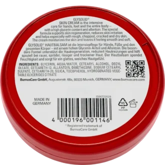 Ingredient list of Glysolid showing Glycerin and Allantoin concentration