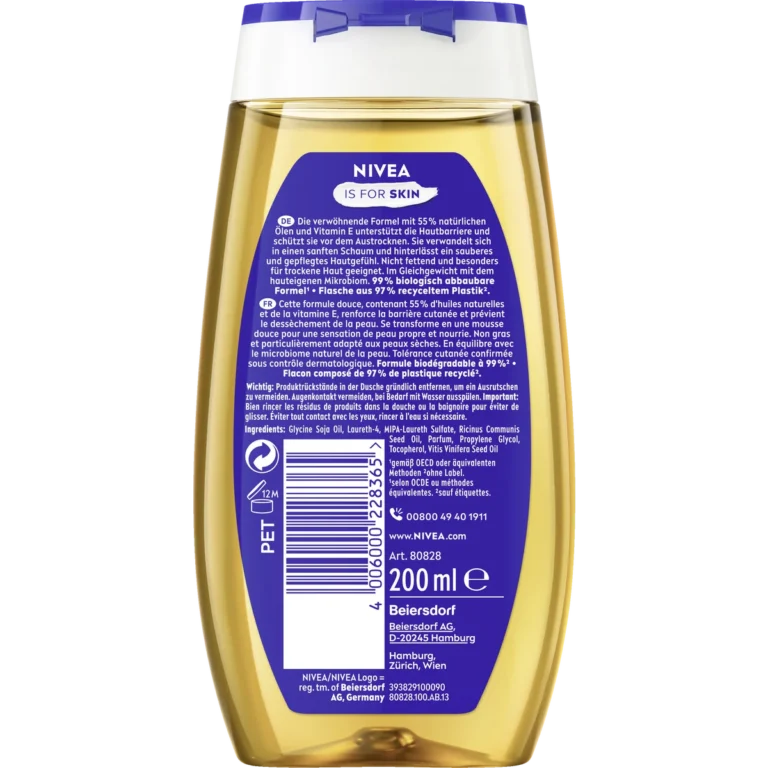 NIVEA Rich Nourishing Shower Oil | 55% Natural Oils 200 ml - Back
