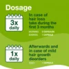 Priorin hair growth capsules intake instructions showing daily dosage for hair loss treatment