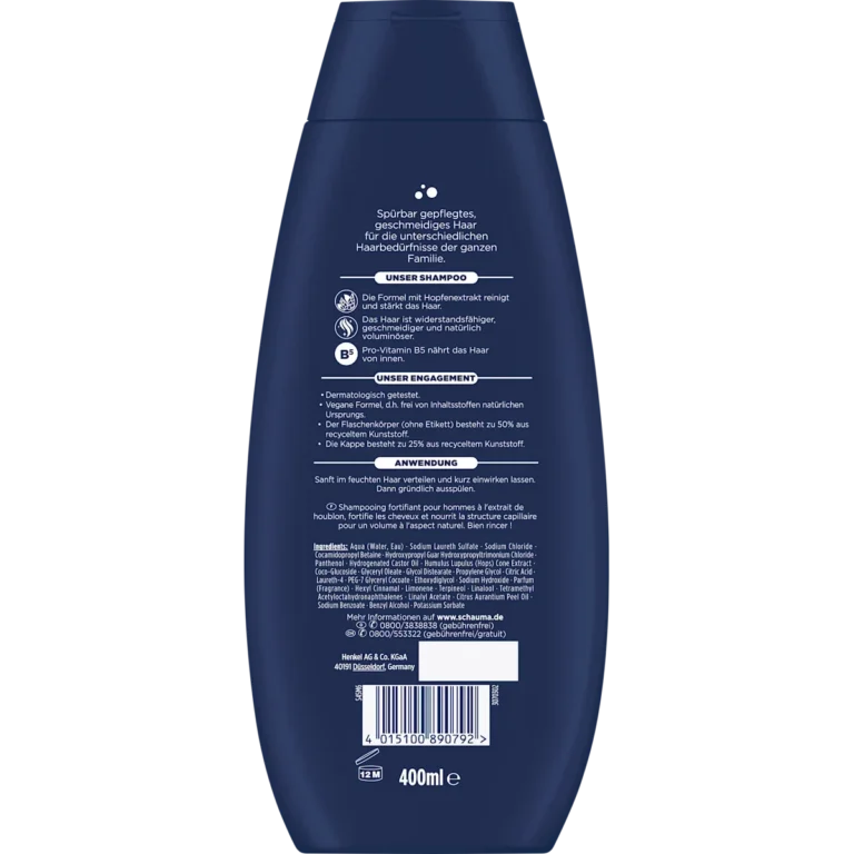 Schauma Men Shampoo ingredients and packaging