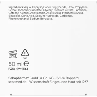 Sebamed Urea Face Cream ingredient list packaging