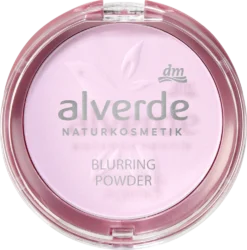 Front view of alverde NATURKOSMETIK Blurring Powder in violet compact