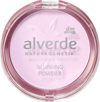Front view of alverde NATURKOSMETIK Blurring Powder in violet compact