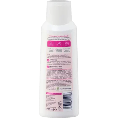 Balea Gentle Cleansing Milk, 200ml Ingredient list of Balea Gentle Cleansing Milk showing almond oil,