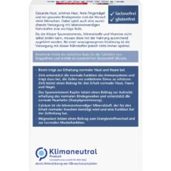 Doppelherz aktiv Kieselerde + Biotin + Zinc back view, 40 tablets