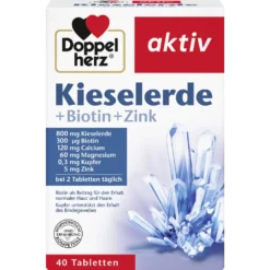 Doppelherz aktiv Silica + Biotin + Zinc front view, 40 tablets