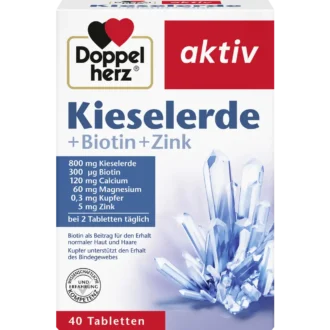 Doppelherz aktiv Silica + Biotin + Zinc front view, 40 tablets