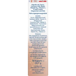 Doppelherz Taurin + Q10 side label with Ingredients