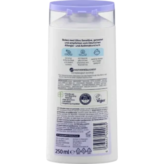 Balea Med Ultra Sensitive Body Balm, 250ml Ingredient list of Balea Med Body Balsam showing Niacinamide