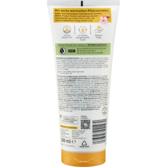 Back of alverde Argan & Almond Body Lotion 200 ml with ingredients and product information