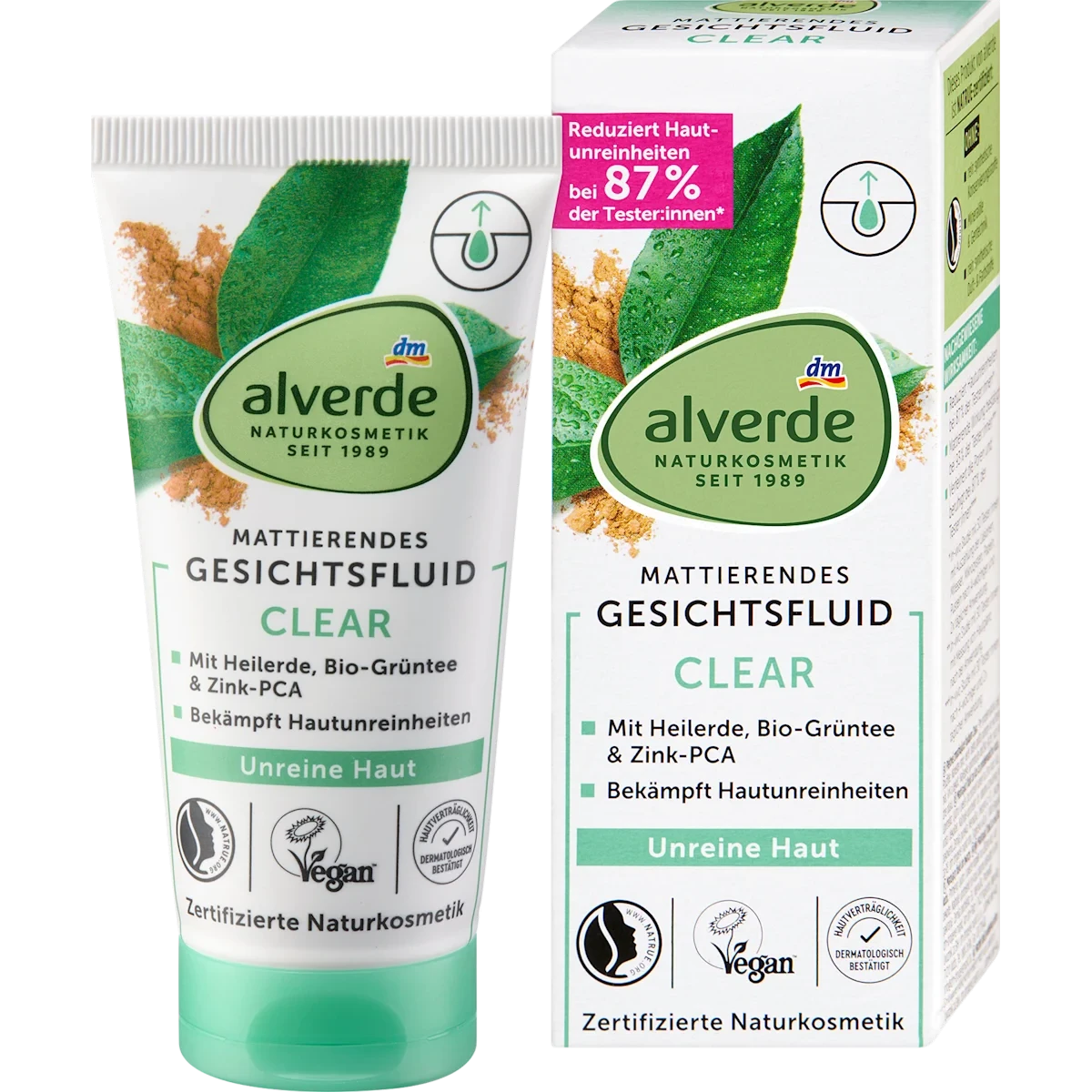 Alverde Clear Mattifying Facial Fluid, 50ml alverde NATURKOSMETIK Clear Face Fluid front packaging