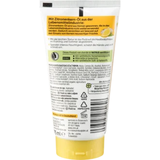 alverde Hand Fluid Lemon Dream back packaging ingredients and details