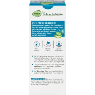 alverde Hydro Face Cream Gel back packaging and details