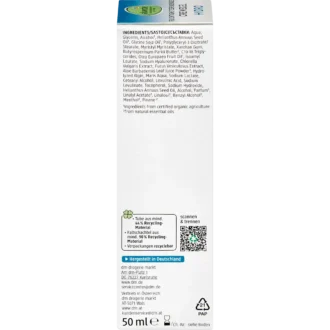 alverde Hydro Face Cream Gel side packaging and details