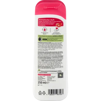 alverde Pomegranate and Elderflower Shower Gel back packaging ingredients and details