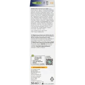 alverde Q10 Night Cream 30+ side packaging ingredients