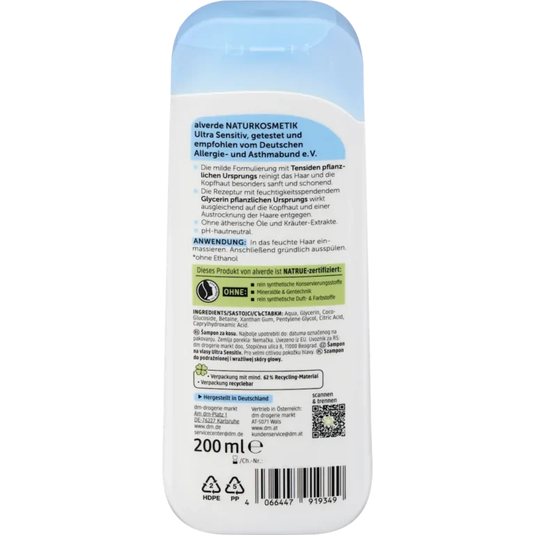alverde Ultra Sensitive Shampoo 200 ml - Back