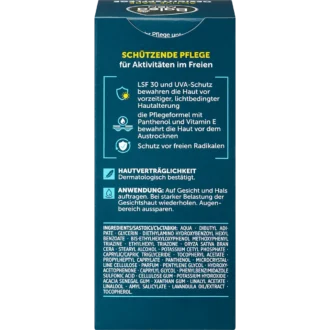 Balea MEN Active Care Face Cream SPF 30 ingredients and packaging back view