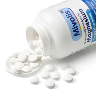 Close-up of Mivolis Magnesium tablets