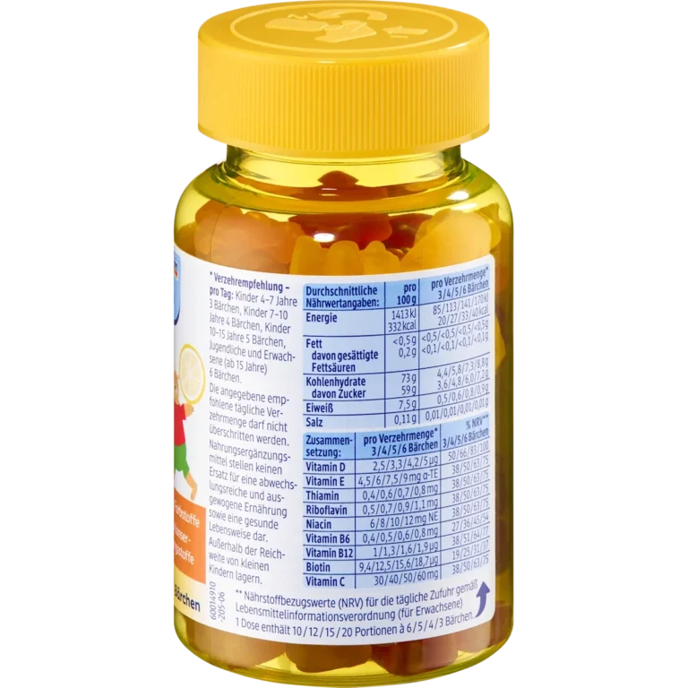 Mivolis Multivitamin Bears for Children nutrition facts and vitamin values