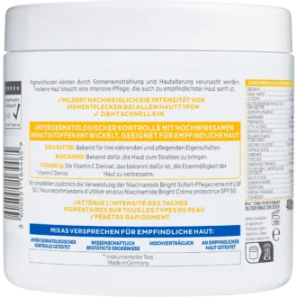 Mixa Niacinamide Bright cream ingredients and packaging back view