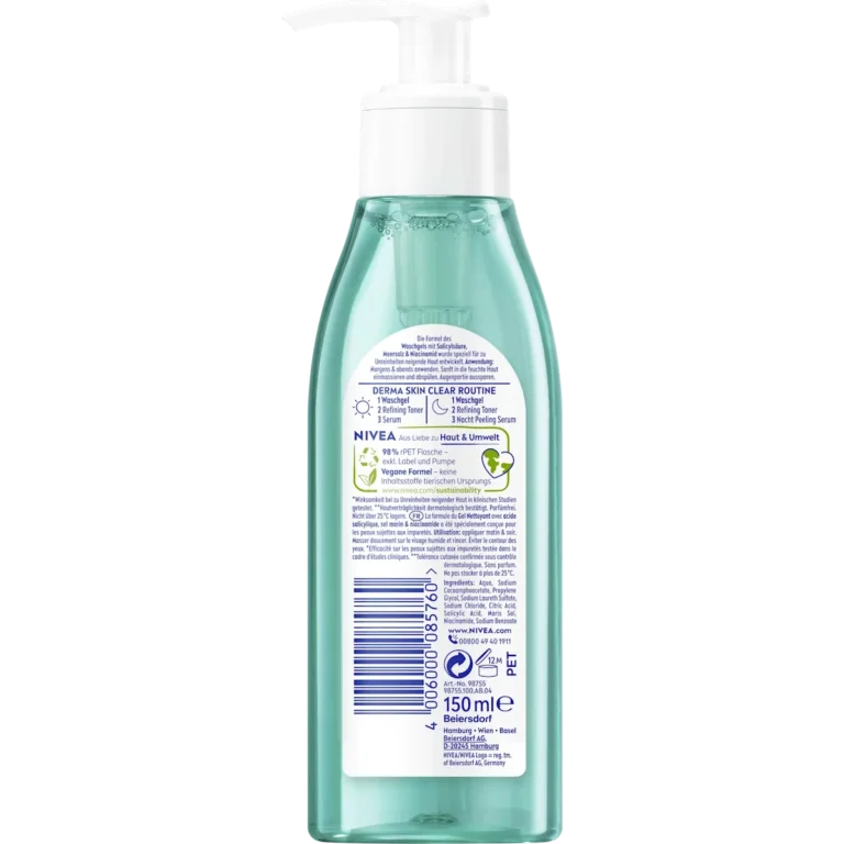 NIVEA Derma Skin Clear Wash Gel 150ml back