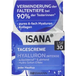 ISANA Hyaluron Intense Day Cream SPF 30 - 50ml jar with 6-fold hyaluron complex