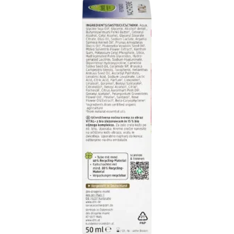 Alverde Vital+ Anti-Wrinkle Night Cream 50 ml back packaging with ingredients and directions